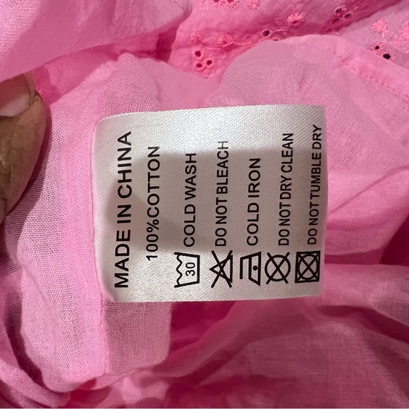 Ivy City Co Pink Eyelet Tiered Maxi Dress 100% Cotton Lined Women’s Size XL - Picture 4 of 9